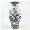 Image 2 : LARGE PORCELAIN TRUMPET STYLE TOBACCO LEAF VASE