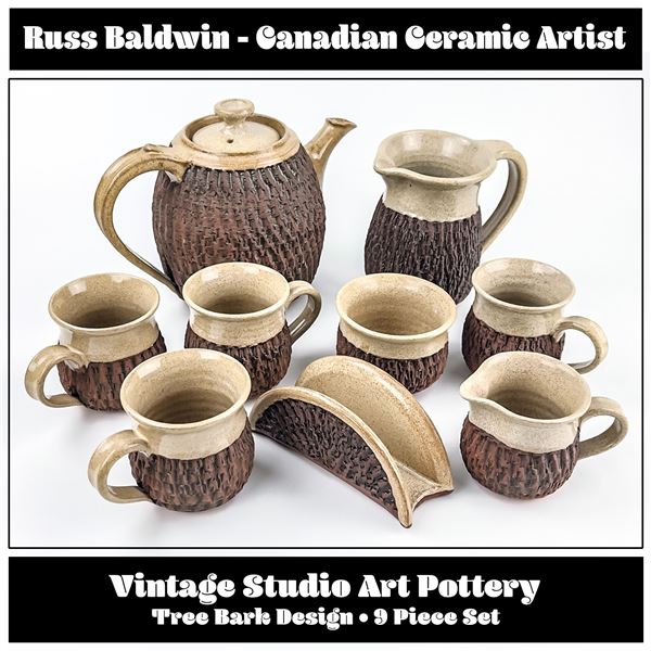 VTG RUSS BALDWIN STUDIO ART TREE BARK POTTERY