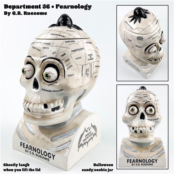DEPT 56 FEARNOLOGY TREAT COOKIE JAR - HALLOWEEN