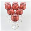 Image 3 : ORNATE GILDED BOHEMIAN CRANBERRY WINE GLASSES