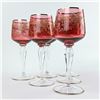 Image 4 : ORNATE GILDED BOHEMIAN CRANBERRY WINE GLASSES