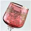 Image 8 : ORNATE GILDED BOHEMIAN CRANBERRY WINE GLASSES