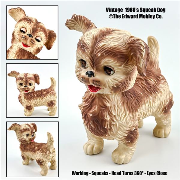 VTG EDWARD MOBLEY DOG SQUEAK TOY BLINKING EYES