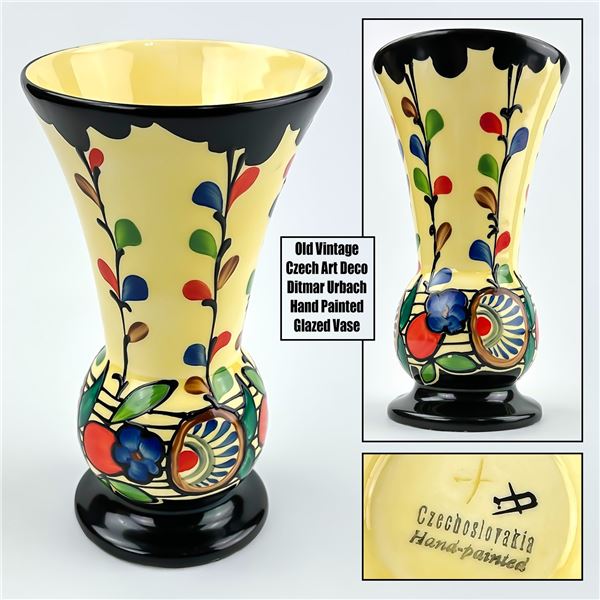 VTG HAND PAINTED ART DECO DITMAR URBACH VASE