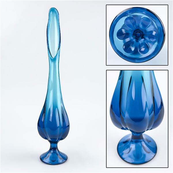 VIKING EPIC BLUENIQUE SWUNG GLASS VASE - 6 PETAL