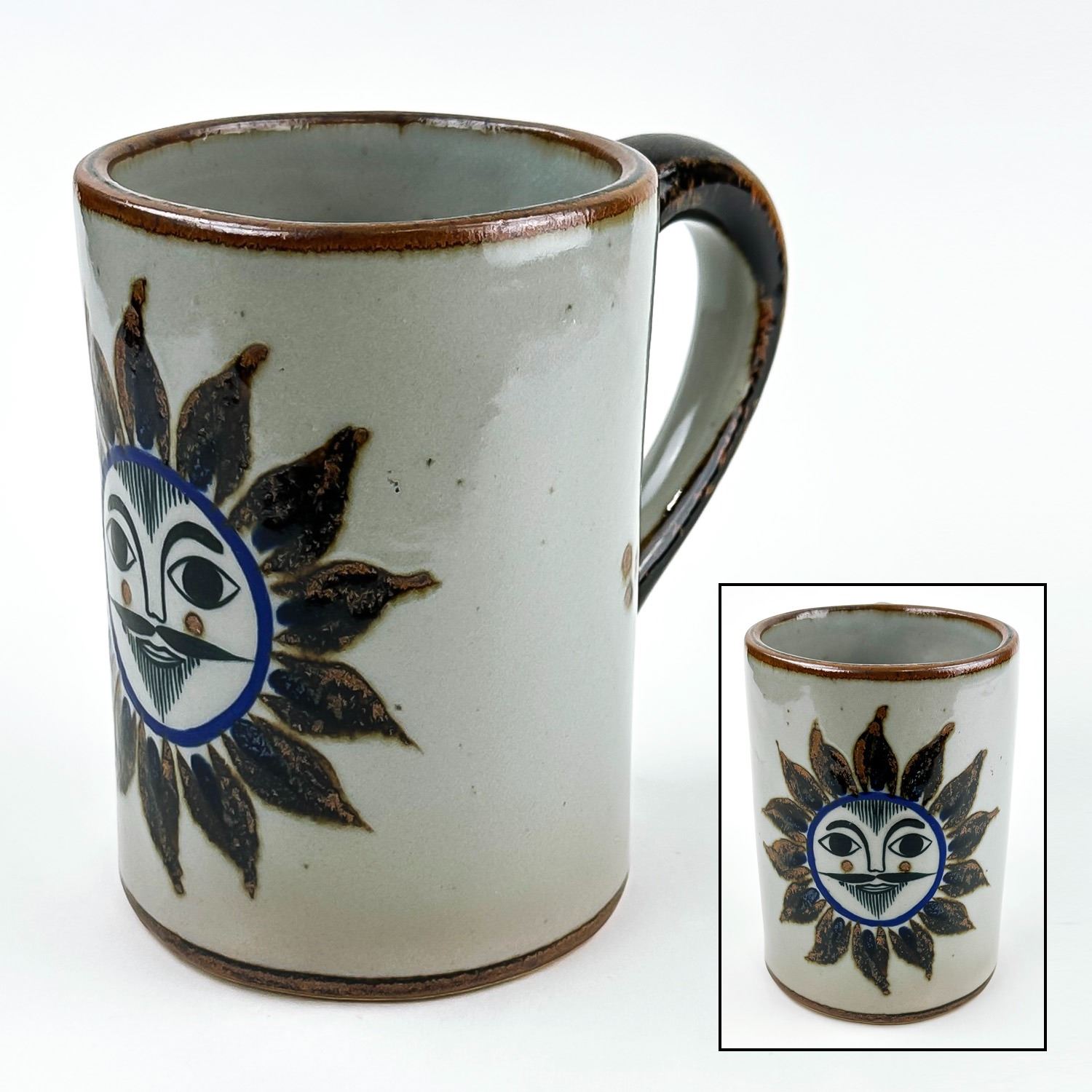 LARGE MEXICO MEXICAN STONEWARE SUN COFFEE MUG