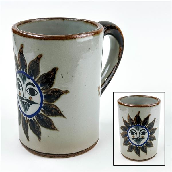 LARGE MEXICO MEXICAN STONEWARE SUN COFFEE MUG