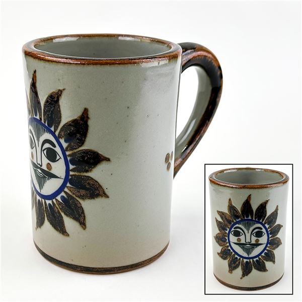 LARGE MEXICO MEXICAN STONEWARE SUN COFFEE MUG