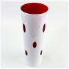 Image 2 : VTG BOHEMIAN CUT-TO-CLEAR CRANBERRY GLASS VASE