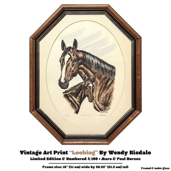 LTD ED #4/100 MARE & FOAL HORSES SIGNED ART PRINT