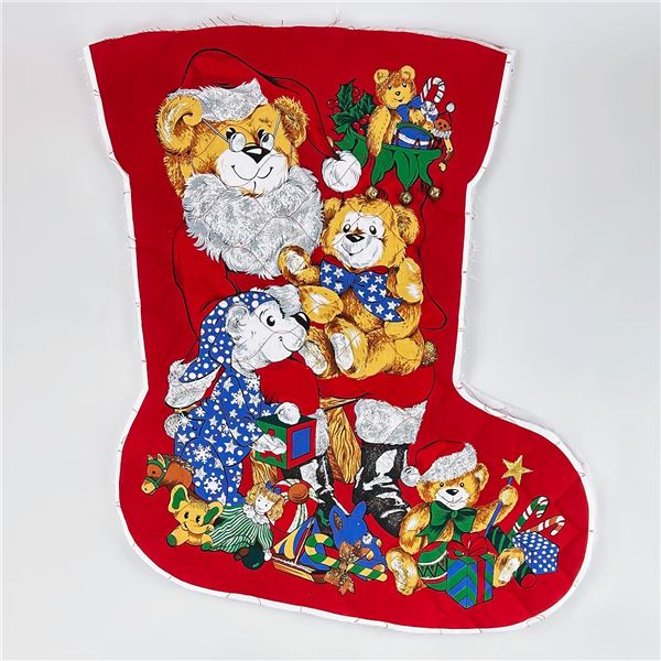 QUILTED STYLE CHRISTMAS STOCKING - TEDDY BEARS ETC