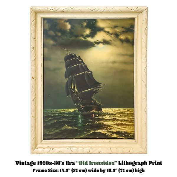 VINTAGE OLD IRONSIDES LITHOGRAPH PRINT PICTURE
