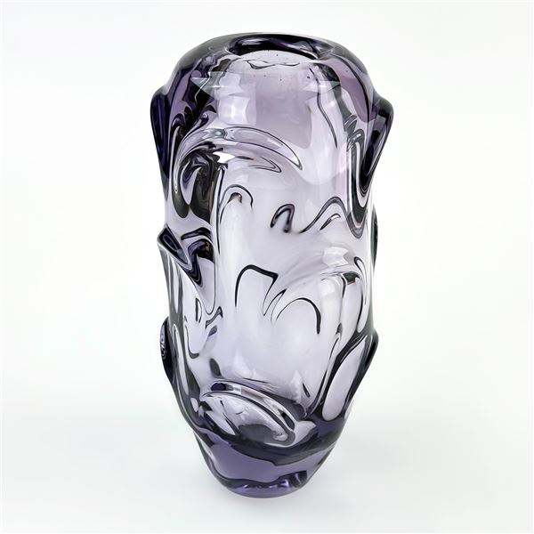 VTG CZECH AMETHYST ART GLASS VASE BY JAN BERANEK