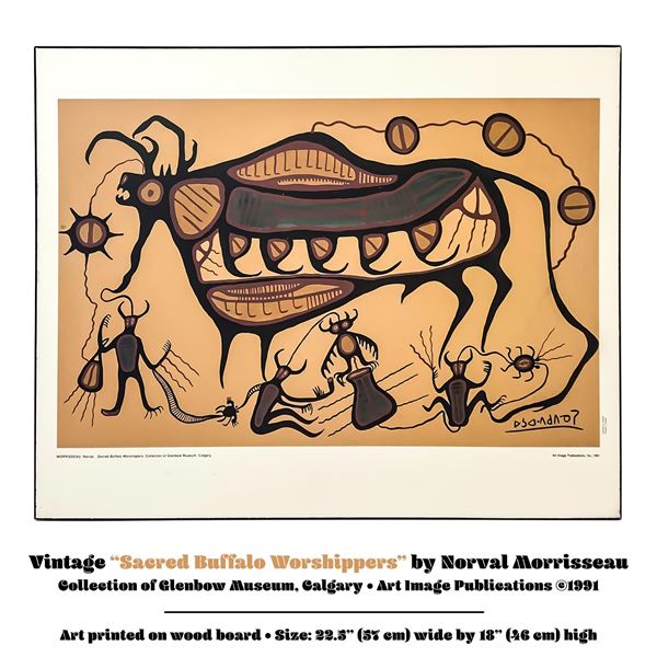 VINTAGE NORVAL MORRISSEAU SACRED BUFFALO ART