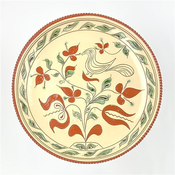 GREENFIELD POTTERY - ANNE BORRELLO FOLK ART PLATE