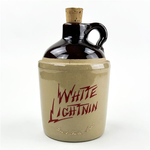 VTG WHITE LIGHTNIN STONEWARE JUG - MOONSHINE