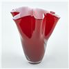 Image 2 : RED CASED ART GLASS FAZZOLETTO EDGE FLOWER VASE