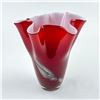 Image 3 : RED CASED ART GLASS FAZZOLETTO EDGE FLOWER VASE