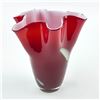 Image 4 : RED CASED ART GLASS FAZZOLETTO EDGE FLOWER VASE