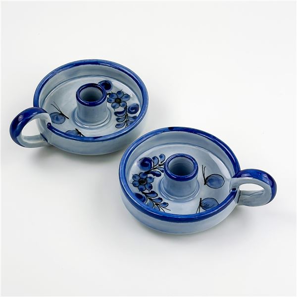 VTG TONALA MEXICO POTTERY CHAMBER CANDLE STICKS