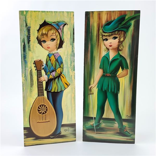 VINTAGE EDEN BIG EYE EYED GIRL WALL DECOR PICTURES