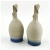 Image 1 : PAIR OF UNIQUE BLUE RIMMED POTTERY WINE GOBLETS