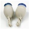 Image 3 : PAIR OF UNIQUE BLUE RIMMED POTTERY WINE GOBLETS
