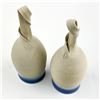 Image 4 : PAIR OF UNIQUE BLUE RIMMED POTTERY WINE GOBLETS