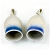 Image 5 : PAIR OF UNIQUE BLUE RIMMED POTTERY WINE GOBLETS