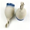 Image 6 : PAIR OF UNIQUE BLUE RIMMED POTTERY WINE GOBLETS