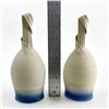 Image 8 : PAIR OF UNIQUE BLUE RIMMED POTTERY WINE GOBLETS