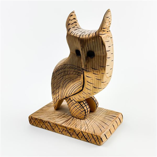 HAND CARVED OWL SCULPTURE FIGURINE - LOUIS K. ‘07