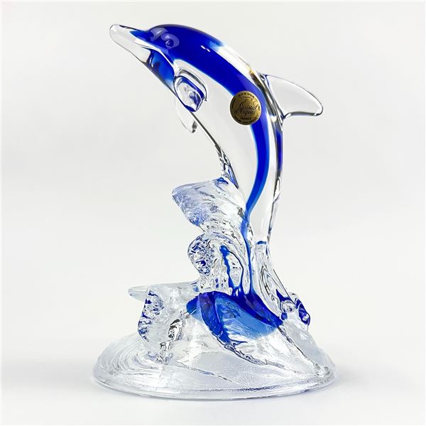 VTG CRISTAL D’ARQUES ART GLASS DOLPHIN FIGURINE