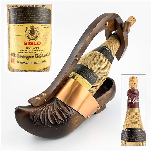 VTG WOODEN DUTCH CLOG SHOE WINE BOTTLE HOLDER