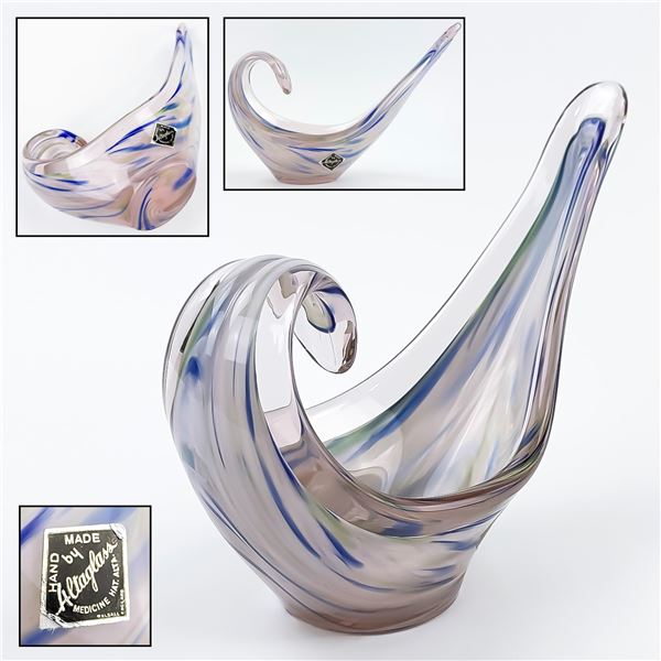 VINTAGE ALTAGLASS STUDIO ART GLASS DISH SCULPTURE