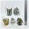 Image 10 : SET OF 5 STEMLESS GLASSES - DOG & CAT ILLUSTRATIONS