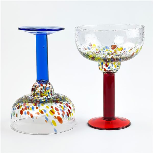HAND BLOWN STUDIO ART GLASS - MARGARITA GLASSES