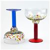 Image 1 : HAND BLOWN STUDIO ART GLASS - MARGARITA GLASSES