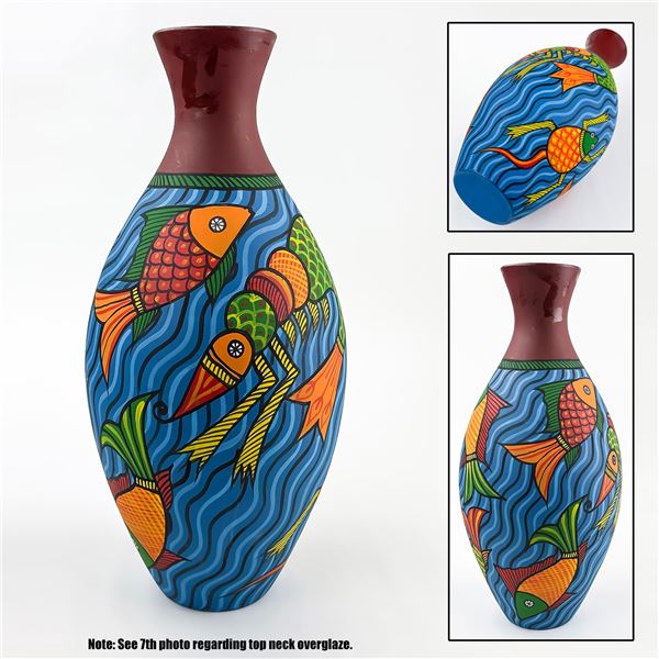 FLOWER VASE SCULPTURE - PATTACHITRA STYLE FISH ART