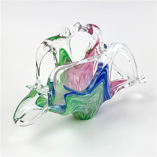 MURANO STYLE FREE FORM ART GLASS NAPKIN HOLDER