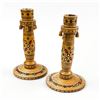 Image 1 : UKRAINIAN INLAID HUTSUL FOLK ART CANDLESTICKS
