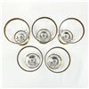 Image 8 : 5 GOLD TRIM RIBBED OR FLUTED LIQUER SHOT GLASSES