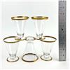 Image 9 : 5 GOLD TRIM RIBBED OR FLUTED LIQUER SHOT GLASSES
