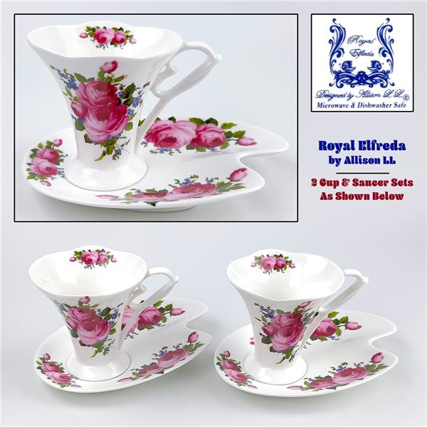 VTG 1980’S ERA ROYAL ELFREDA TEA CUP & SAUCER SETS