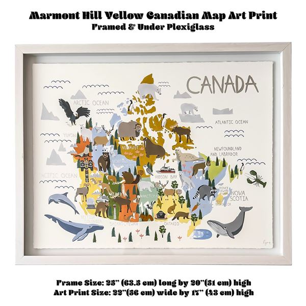 MARMONT HILL YELLOW CANADIAN MAP ART PRINT