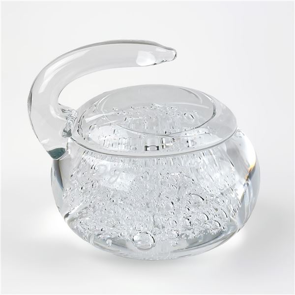 HAND BLOWN GLASS CURLING STONE PAPERWEIGHT