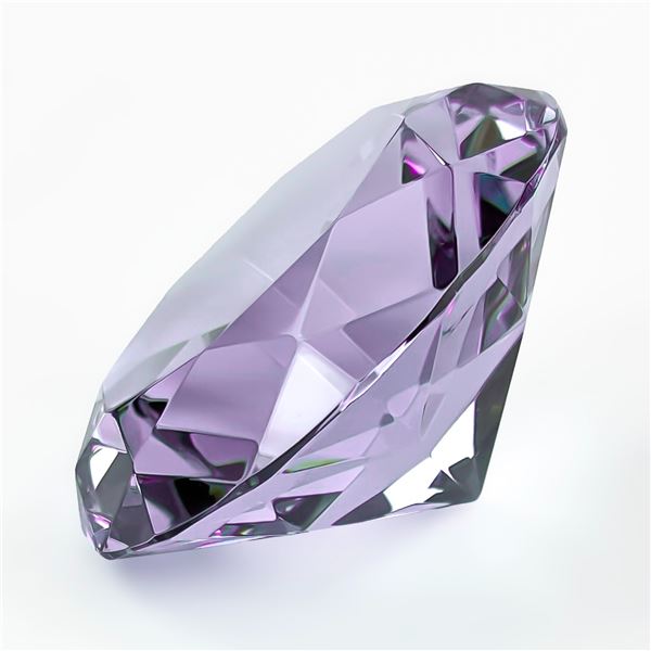4” AMETHYST DIAMOND SHAPED JEWEL PAPERWEIGHT