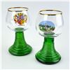 Image 1 : VINTAGE GERMAN ADVERTISING WINE GOBLET GLASSES