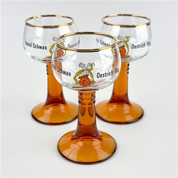 HOTEL SCHWAN AMBER STEM GERMAN WINE GOBLETS