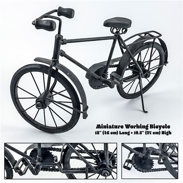 MINIATURE WORKING BICYCLE - METAL ART SCULPTURE
